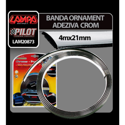 Banda ornament crom adeziva - 4m x 21mm